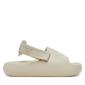Sandały adidas. Brązowe sandały ADIDAS, bez wzorów, bez obcasa, na płaskiej podeszwie, bez zapięcia. Za 209,99 zł.