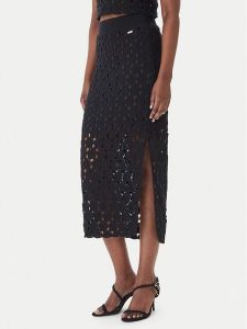 Fracomina Spódnica midi FR26SG4008K488R6 Czarny Slim Fit. Czarne spódnice Fracomina, s, bez wzorów, z bawełny, midi. Za 466,99 zł.
