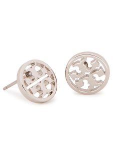 Tory Burch Kolczyki Logo Circle Stud Earring 11165518 Srebrny. Szare kolczyki Tory Burch, srebrne. Za 279,99 zł.
