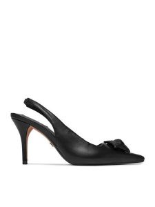 Nine West Szpilki EO-C6030-1 Czarny. Czarne szpilki Nine West, bez wzorów, ze skóry, bez obcasa. Za 279,99 zł.