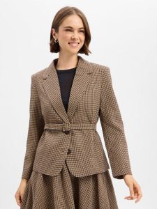 Marie Lund marynarka z domieszką wełny Kobiety beżowy|brązowy, S. Brązowe marynarki i żakiety Marie Lund, s, bez wzorów, z wełny, eleganckie. Za 399,95 zł.