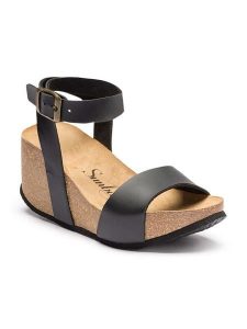 Sunbay Sandały "Peony" w kolorze czarnym na koturnie rozmiar: 37. Czarne sandały Sunbay, bez wzorów, z otwartym noskiem, bez obcasa, na koturnie, bez zapięcia. Za 152,99 zł.