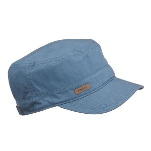 Czapka trekkingowa z daszkiem Forclaz Travel 500. Niebieskie czapki FORCLAZ, bez wzorów, z bawełny, eleganckie. Za 44,99 zł.