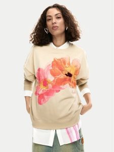 Desigual Bluza Noah 26SWSK05 Beżowy Regular Fit. Brązowe bluzy Desigual, m, bez wzorów, z bawełny, bez kaptura. Za 342,99 zł.