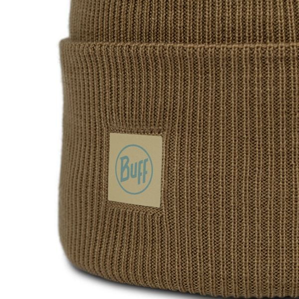 Czapka BUFF CROSSKNIT BEANIE SOLID GINGKO. Żółte czapki Buff, bez wzorów, z dzianiny, sportowe. Za 148,65 zł.