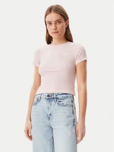 Guess T-Shirt W5GP62 KA0H1 Różowy Regular Fit. Czerwone t-shirty Guess, xl, z aplikacjami, z bawełny, bez kołnierzyka, bez ramiączek. Za 129,99 zł.