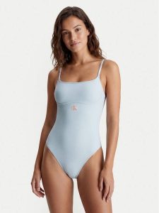 Calvin Klein Swimwear Strój kąpielowy LV00Q61217 Niebieski. Niebieskie stroje jednoczęściowe Calvin Klein Swimwear, bez wzorów, z syntetyku. Za 389,99 zł.