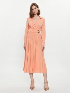 Marella Sukienka koktajlowa Evelin 2413621011 Pomarańczowy Regular Fit. Brązowe sukienki Marella, l, bez wzorów, z syntetyku, wizytowe, bez kołnierzyka, bez ramiączek. Za 669,00 zł.