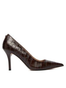 Guess Szpilki FLFPRN LEP08 Brązowy. Brązowe szpilki Guess, z aplikacjami, ze skóry, bez obcasa. Za 679,99 zł.