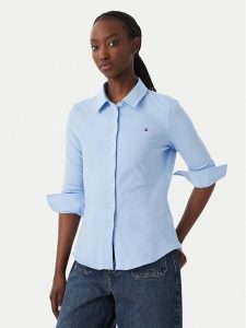 Tommy Hilfiger Koszula WW0WW43528 Niebieski Slim Fit. Niebieskie koszule TOMMY HILFIGER, xxs, bez wzorów, z bawełny, bez kołnierzyka, bez ramiączek. Za 409,99 zł.