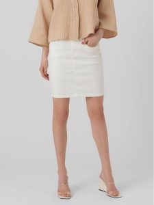 Vero Moda Spódnica jeansowa Luna 10279491 Biały Regular Fit. Białe spódnice Vero Moda, xs, bez wzorów, z bawełny. Za 79,99 zł.