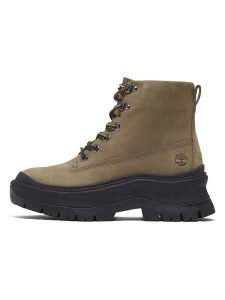 Timberland Skórzane kozaki zimowe "Roxie Lane" w kolorze khaki rozmiar: 41. Brązowe kozaki Timberland, na zimę, bez wzorów, bez obcasa, bez zapięcia. Za 368,96 zł.