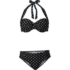 Bikini na fiszbinach (2 części) bonprix czarno-biały. Bikini marki bonprix. Za 37,99 zł.