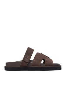 GINO ROSSI Klapki C-CLB-P1927A Brązowy ciemny. Brązowe klapki Gino Rossi, bez wzorów, ze skóry, bez obcasa. Za 179,99 zł.