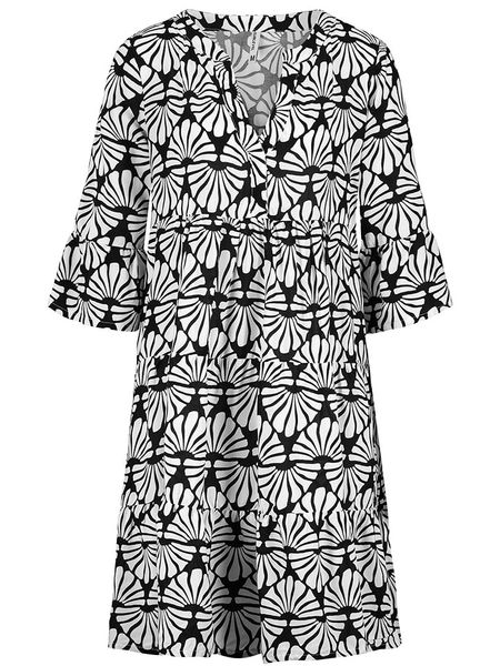 Sublevel Sukienka w kolorze czarno-białym rozmiar: L. Białe sukienki Sublevel, na imprezę, l, bez wzorów, z wiskozy, klasyczne, bez kołnierzyka, bez ramiączek, midi. Za 91,56 zł.