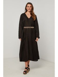 Fleur de Lin Lniana sukienka "Lurcica" w kolorze czarnym rozmiar: S. Czarne sukienki Fleur de Lin, s, bez wzorów, ze lnu, bez kołnierzyka, bez ramiączek, maxi. Za 224,95 zł.