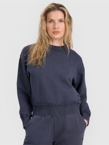 4F Bluza dresowa nierozpinana bez kaptura damska - granatowa S. Niebieskie bluzy 4f, s, bez wzorów, z bawełny, bez kaptura. W wyprzedaży za 99,99 zł.
