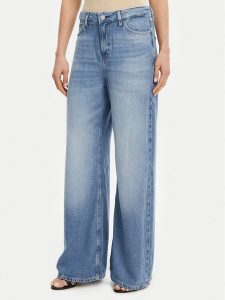 Guess Jeansy W5GA82 D5B94 Niebieski Wide Leg. Niebieskie jeansy Guess, z aplikacjami, z jeansu. Za 289,99 zł.