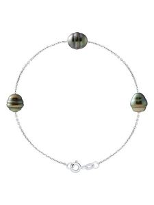 ATELIERS SAINT GERMAIN Srebrna bransoletka z perłami Tahiti rozmiar: onesize. Szare bransoletki ATELIERS SAINT GERMAIN, z perłą, srebrne. Za 295,99 zł.