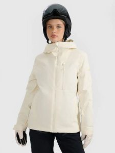 4F Kurtka narciarska w kolorze kremowym rozmiar: L. Brązowe kurtki sportowe 4f, l, bez wzorów, bez kaptura, narciarskie, Thinsulate. Za 545,19 zł.