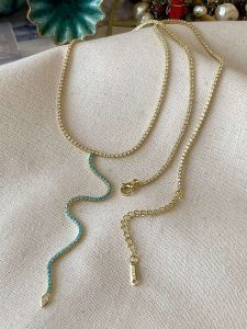 Luseera Pozłacany naszyjnik z cyrkoniami - dł. 58 cm rozmiar: onesize. Niebieskie naszyjniki Luseera, z cyrkonią, pozłacane. Za 43,99 zł.