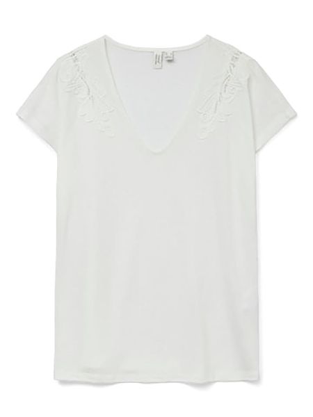 Vero Moda Koszulka w kolorze białym rozmiar: XL. Białe bluzki Vero Moda, xl, bez wzorów, z koronki, bez kołnierzyka, bez ramiączek. Za 57,20 zł.