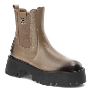 Brązowe Botki Lemar Damskie Modne Skórzane Buty. Brązowe botki Lemar, bez wzorów, ze skóry, bez obcasa, bez zapięcia. Za 379,00 zł.