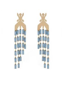 Patrizia Pepe Kolczyki 2J2512/M059-C210 Błękitny. Niebieskie kolczyki Patrizia Pepe, metalowe. Za 359,99 zł.