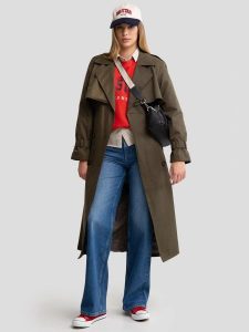 Płaszcz damski trencz khaki Sigreena 303. Zielone płaszcze Big Star, l, bez wzorów, z bawełny, bez kaptura. Za 399,99 zł.