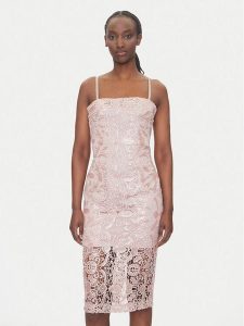 Fracomina Sukienka koktajlowa FQ25SD2008W708N6 Różowy Slim Fit. Czerwone sukienki Fracomina, s, bez wzorów, z syntetyku, wizytowe, bez kołnierzyka, bez ramiączek. Za 649,99 zł.