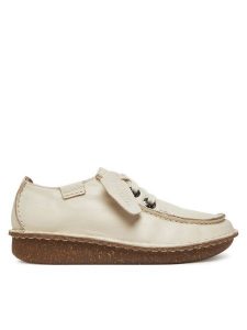 Clarks Półbuty Funny Dream 26181433 Écru. Półbuty Clarks, bez wzorów, ze skóry, bez obcasa, na płaskiej podeszwie, bez zapięcia. Za 329,99 zł.