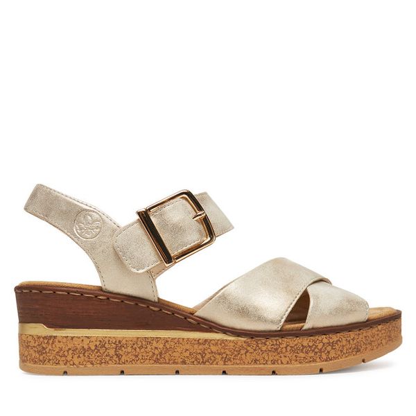 Sandały Rieker. Brązowe sandały Rieker, bez wzorów, bez obcasa, na koturnie, bez zapięcia. Za 329,99 zł.