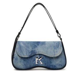 Torebka Karl Lagerfeld Jeans. Niebieskie torebki klasyczne Karl Lagerfeld Jeans, bez wzorów, z jeansu, bez dodatków. Za 659,99 zł.