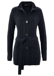 Długi sweter rozpinany z czystej bawełny. Czarne kardigany bonprix, z bawełny. Za 139,99 zł.