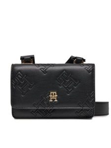 Tommy Hilfiger Torebka Th Refined Crossover Mono AW0AW15727 Czarny. Czarne listonoszki TOMMY HILFIGER, bez wzorów, ze skóry, bez dodatków. Za 599,99 zł.