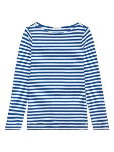 Marc O´Polo Koszulka w kolorze niebiesko-białym rozmiar: M. Białe bluzki m, bez wzorów, z bawełny, bez kołnierzyka, bez ramiączek. Za 139,87 zł.