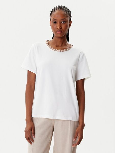 Morgan Bluzka 252-DANY Biały Regular Fit. Białe bluzki Morgan, s, bez wzorów, z syntetyku, bez kołnierzyka, bez ramiączek. Za 89,99 zł.