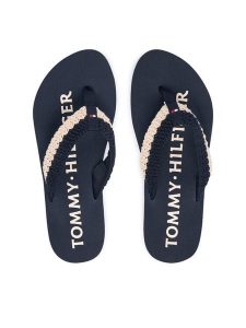 Tommy Hilfiger Japonki Crochet Summer FW0FW09417 Granatowy. Niebieskie klapki TOMMY HILFIGER, bez wzorów, z materiału, bez obcasa. Za 169,99 zł.