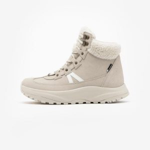 Buty turystyczne damskie Quechua NH500 mid skóra wodoodporne. Brązowe buty trekkingowe QUECHUA, ze skóry, bez zapięcia. Za 359,99 zł.