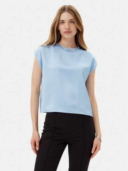 Imperial Bluzka RIC3JBA Niebieski Regular Fit. Niebieskie bluzki Imperial, m, bez wzorów, z syntetyku, bez kołnierzyka, bez ramiączek. Za 179,99 zł.