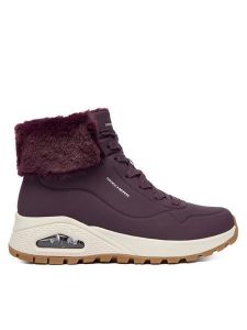 Skechers Trzewiki Uno Rugged 167274/WINE Bordowy. Czerwone botki Skechers, bez wzorów, ze skóry, bez obcasa, na płaskiej podeszwie, bez zapięcia. Za 369,99 zł.