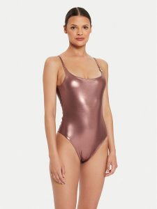 Guess Strój kąpielowy E4YJ11 KCDG0 Brązowy. Brązowe stroje jednoczęściowe Guess, z aplikacjami, z syntetyku. Za 289,99 zł.