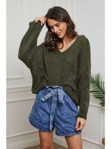 So Cachemire Sweter "Fawaris" w kolorze khaki rozmiar: M. Brązowe swetry oversize So Cachemire, m, bez wzorów, bez ramiączek. Za 171,95 zł.