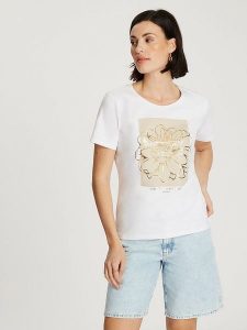 Cross Jeans Koszulka w kolorze białym rozmiar: XS. Białe bluzki Cross Jeans, xs, bez wzorów, z jeansu, bez kołnierzyka, bez ramiączek. Za 48,28 zł.