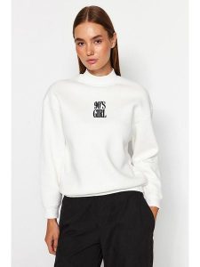 Trendyol Bluza w kolorze białym rozmiar: L. Białe bluzy Trendyol, l, bez wzorów, bez kaptura. Za 83,42 zł.