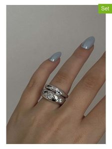 Heliophilia Pierścionki (2 szt.) z cyrkoniami rozmiar: onesize. Szare pierścionki Heliophilia, z cyrkonią, srebrne. Za 143,56 zł.