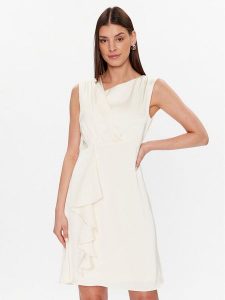 DKNY Sukienka koktajlowa DD2K2383 Écru Regular Fit. Kombinezony DKNY, bez wzorów, z syntetyku, wizytowe, bez kołnierzyka, bez ramiączek. Za 429,99 zł.