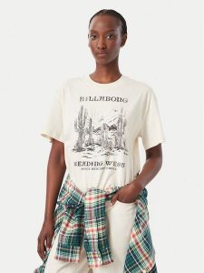 Billabong T-Shirt EBJZT00646 Kremowy Regular Fit. Białe t-shirty Billabong, m, bez wzorów, z bawełny, bez kołnierzyka, bez ramiączek. Za 99,99 zł.