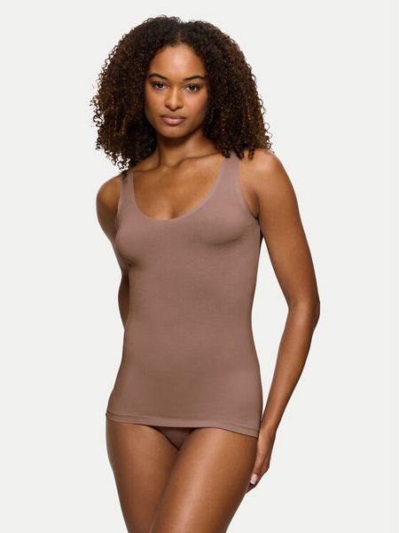 Triumph Top Smart Natural 10213349 Brązowy Slim Fit. Brązowe topy Triumph, bez wzorów, bez kołnierzyka, bez ramiączek. Za 79,99 zł.