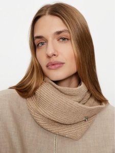 Guess Komin AW5237 WOL03 Beżowy. Brązowe rękawiczki Guess, z aplikacjami, z materiału. Za 299,99 zł.